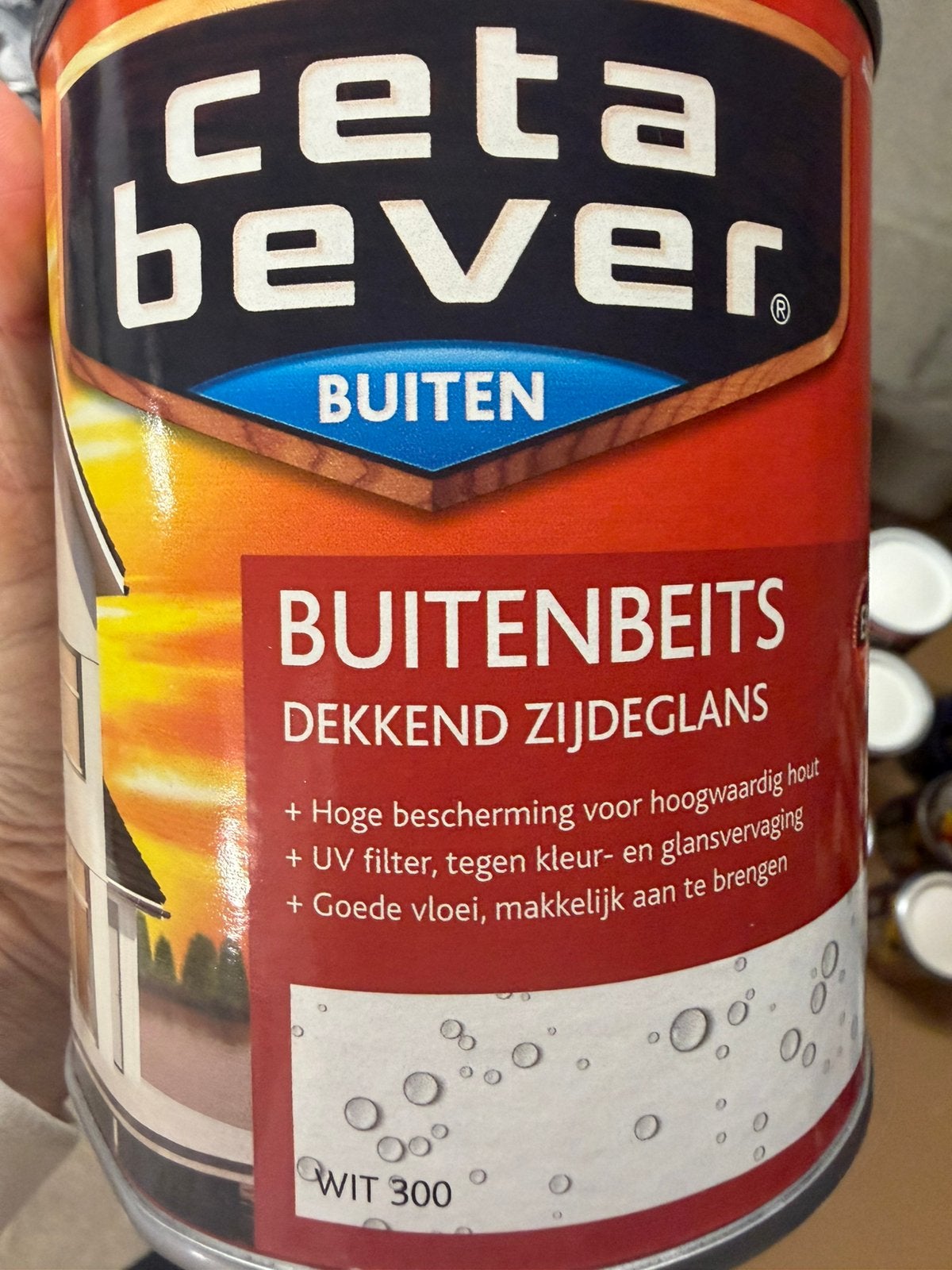 Cetabever dekkende witte beits 0,75liter en 1,25liter, Ophalen of Verzenden, Nieuw, Wit, Beits