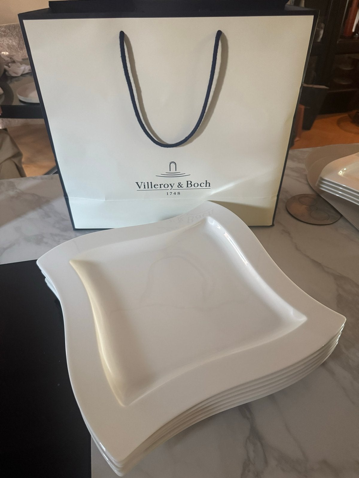 Villeroy & Boch New Wave Borden 34x34 cm - 6 stuks NIEUW, Huis en Inrichting, Keuken | Servies, Nieuw, Bord(en), Porselein, Ophalen of Verzenden