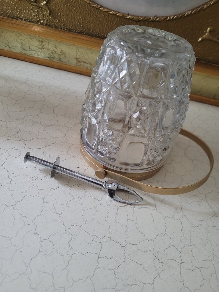 Vintage kristallen ijsemmer met tang, Heikant 21 Kaatsheuvel, Overige typen, Belle Vieille Brocante, Ophalen of Verzenden