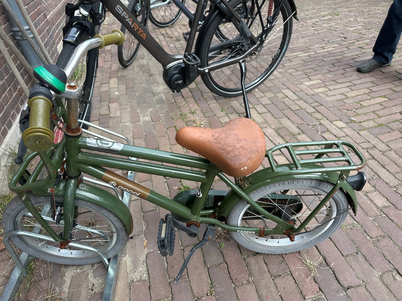 Popal Cooper Kinderfiets - Groen, Ophalen of Verzenden, Gebruikt, Terugtraprem, Minder dan 16 inch