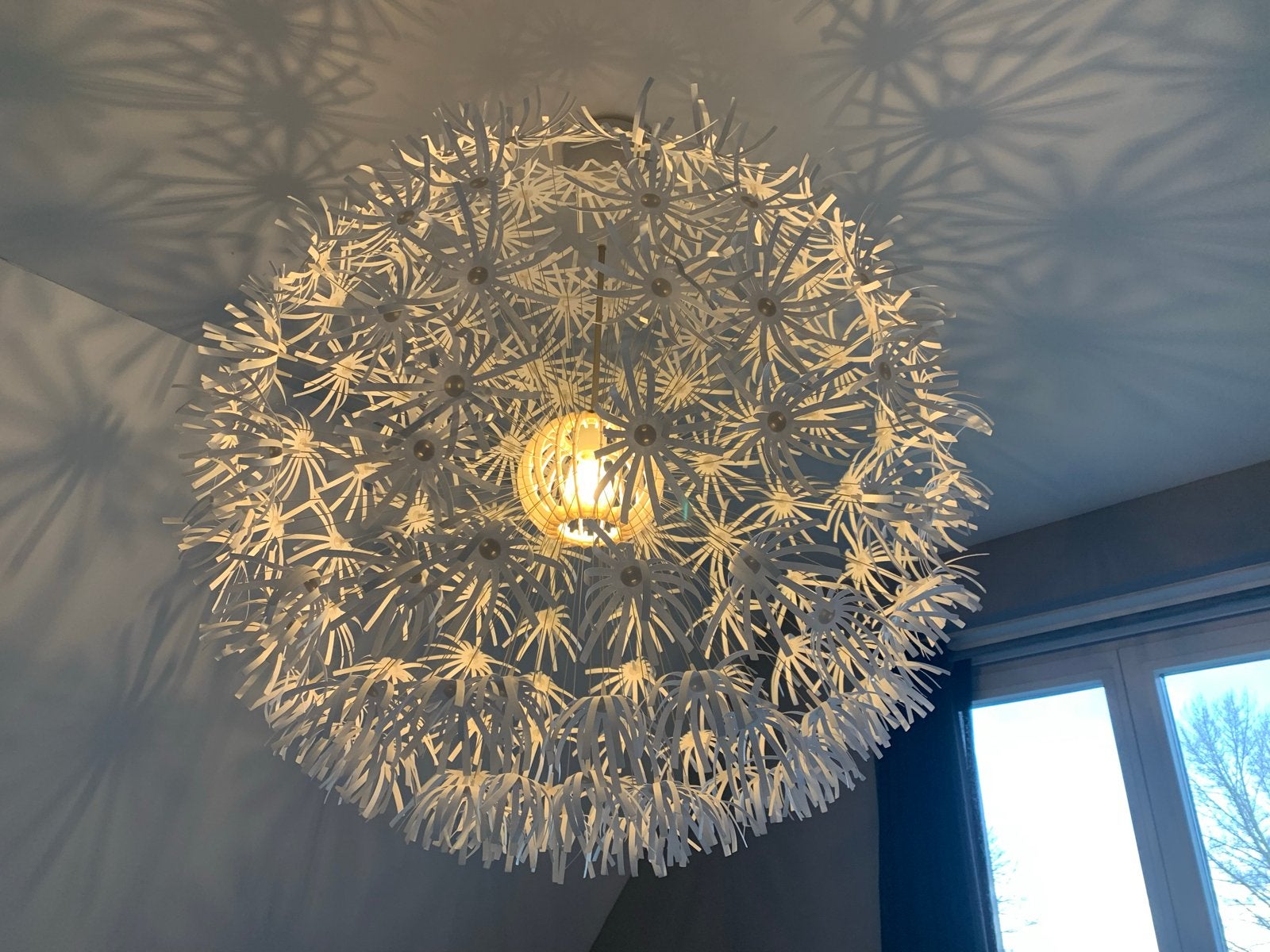 IKEA Maskros Plafondlamp - Grote Witte Hanglamp, Ophalen, Gebruikt, Kunststof, E27 (groot)