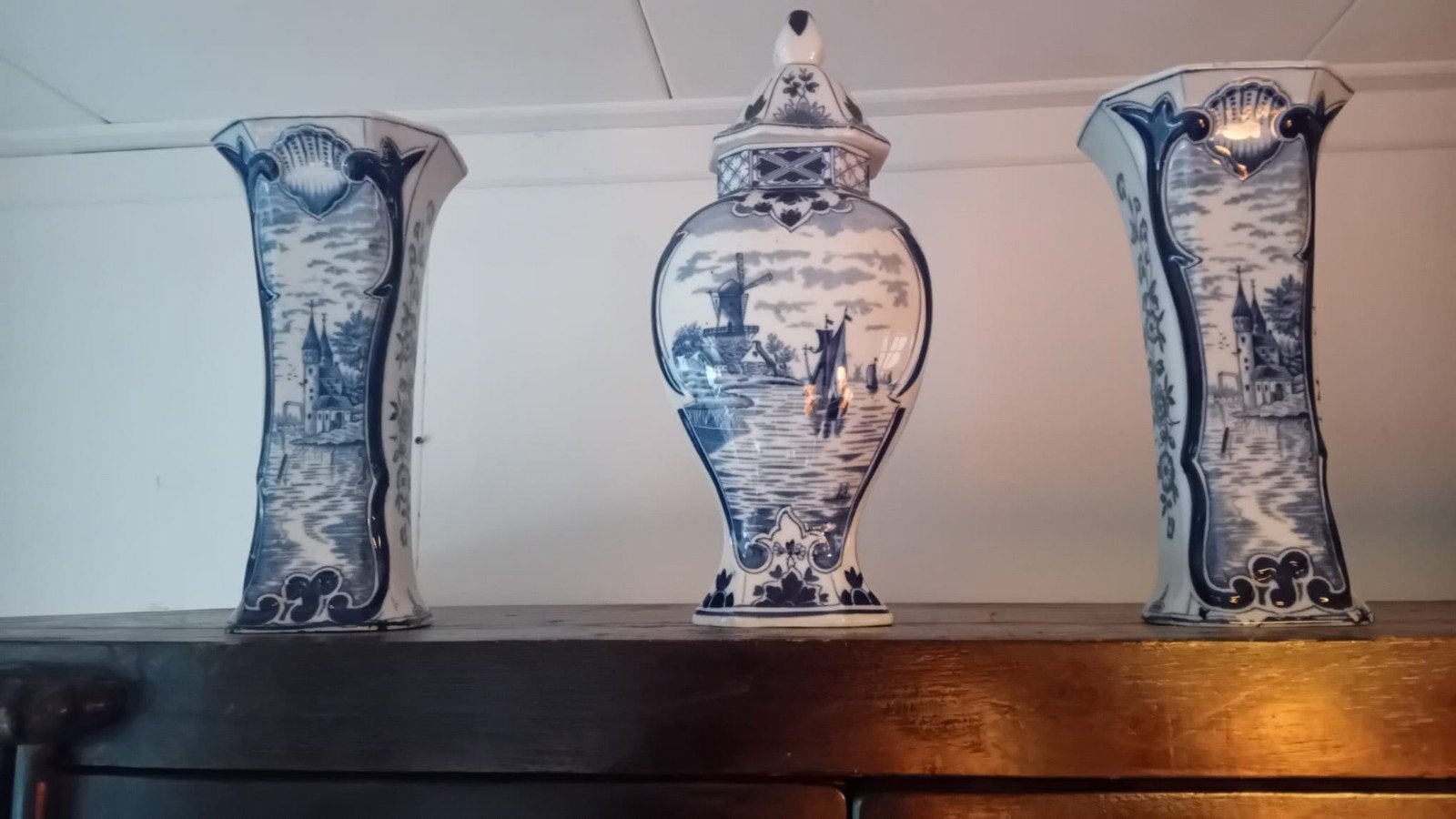 Prachtig Delfts Blauw vazen set - 3 stuks, Antiek en Kunst, Antiek | Vazen, Ophalen of Verzenden