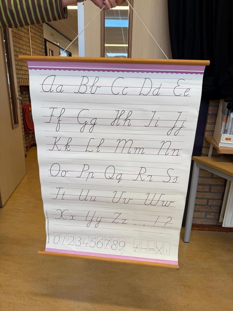 Vintage Schoolplaat Schrijfschrift Alfabet Cursief, Ophalen, Overige thema's