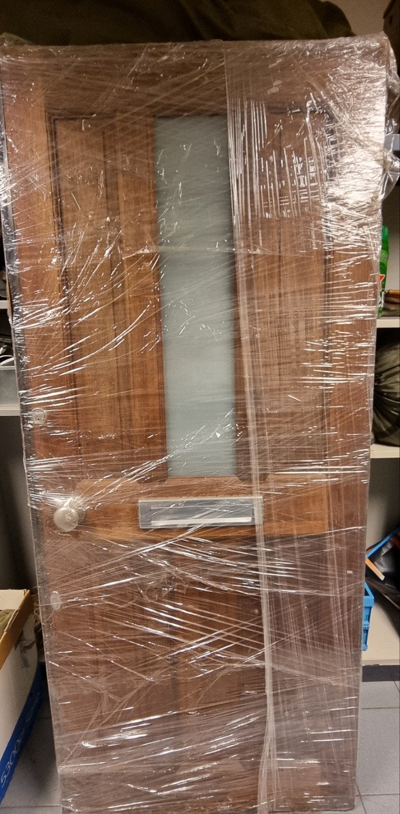 GRATIS   Houten voordeur met glas en brievenbus, Ophalen, Gebruikt, 80 tot 100 cm, Buitendeur