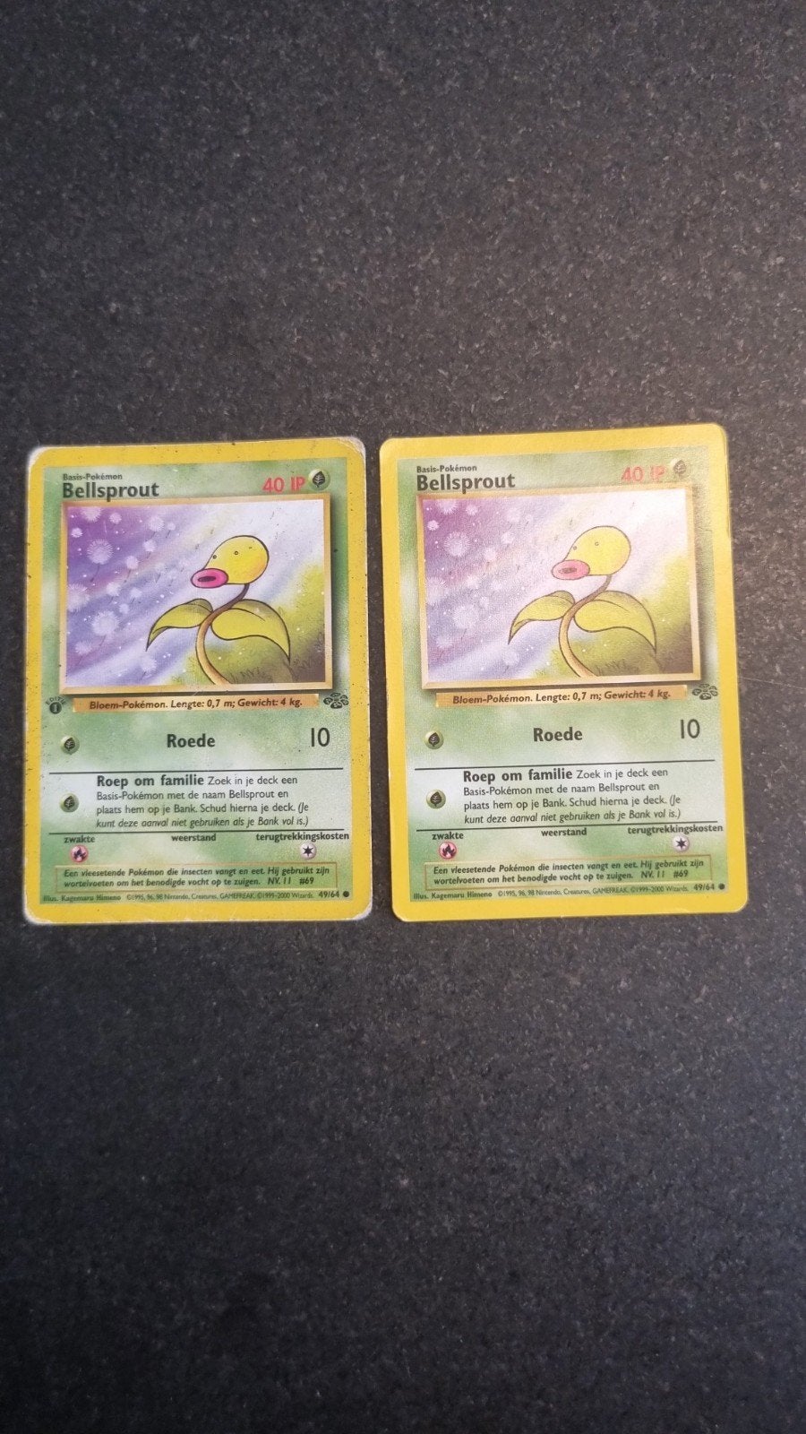 2x Bellsprout Pokémon Kaart - Basis-Pokémon 40 IP, Ophalen of Verzenden, Gebruikt, Meerdere kaarten