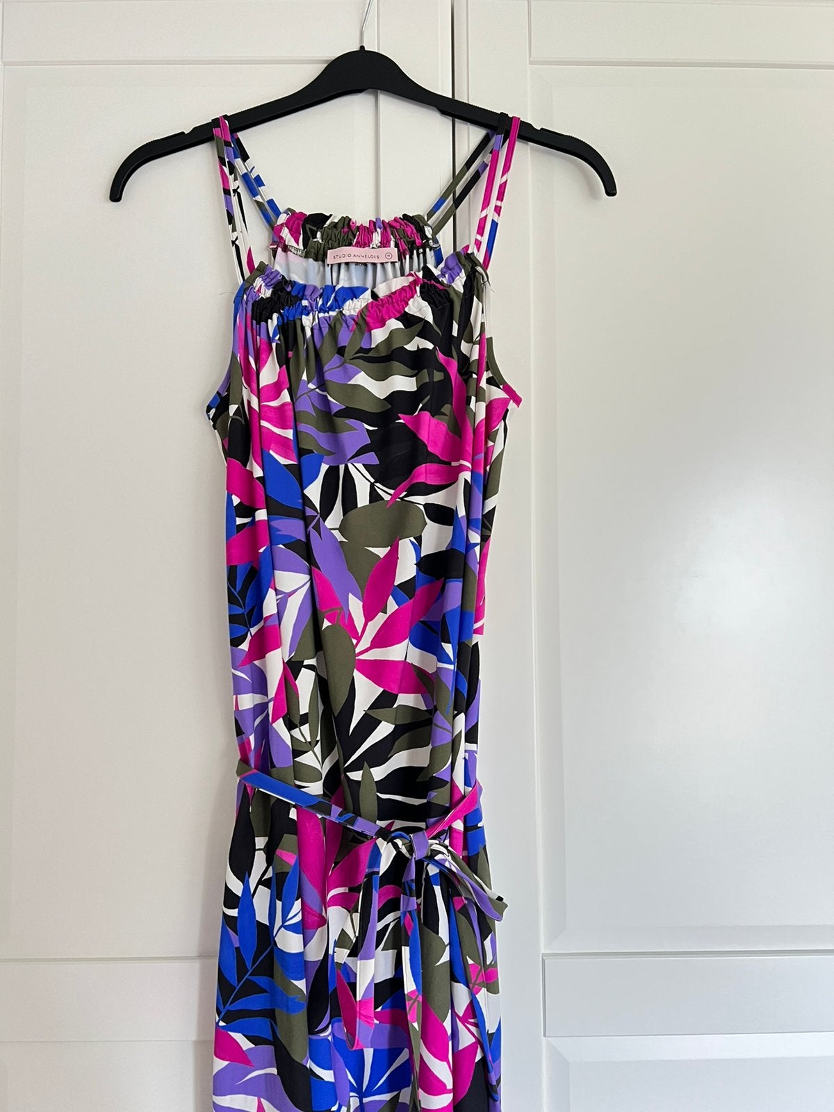 Studio anneloes louren graphic maxi jurk M travelstof, Kleding | Dames, Maat 38/40 (M), Paars, Ophalen of Verzenden, Zo goed als nieuw