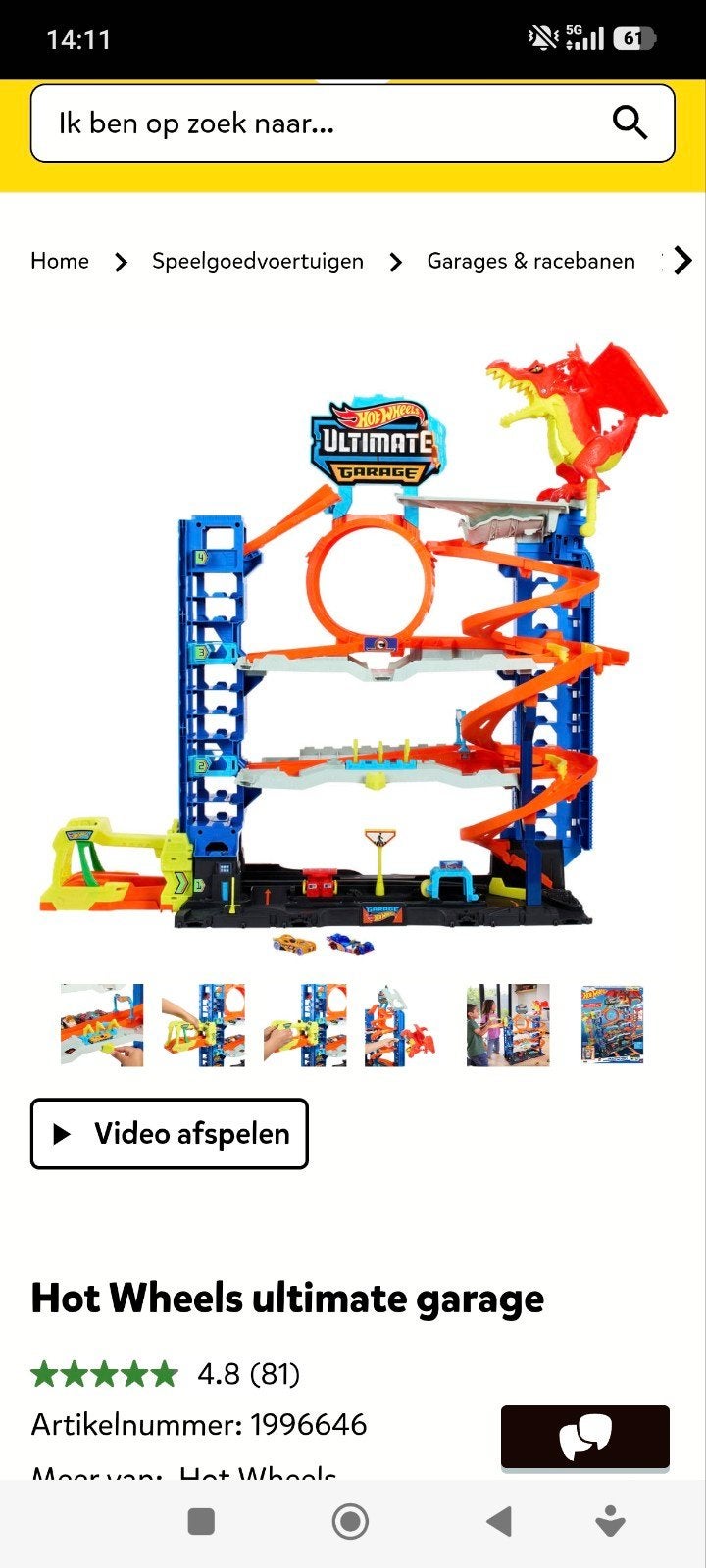 Hot Wheels Ultimate Garage en de Hot Wheels achtbaan, Ophalen, Racebaan, Zo goed als nieuw, Met looping