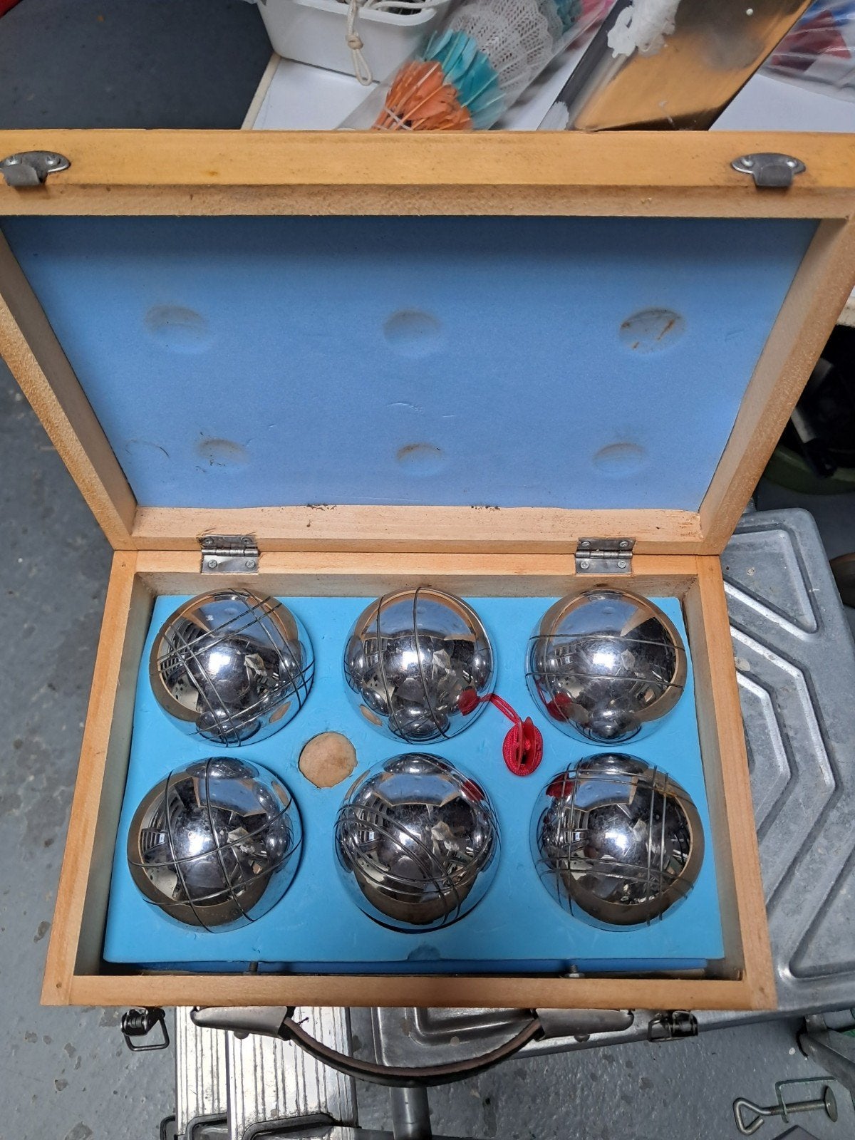 Jeu de boules, Petanque set in houten kist - 6 ballen, Ophalen of Verzenden, Gebruikt