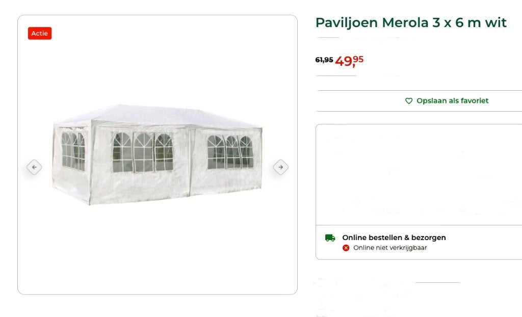 partytent, Ophalen, Zo goed als nieuw