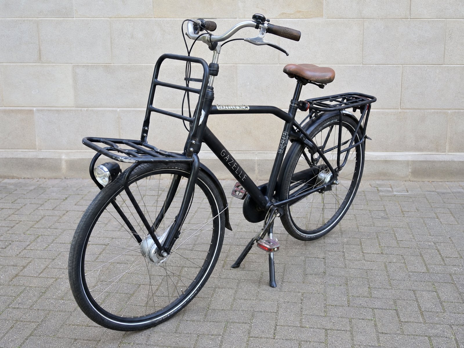 Gazelle NL Herenfiets met voordrager - Zwart, Ophalen, Gebruikt, Gazelle, Versnellingen