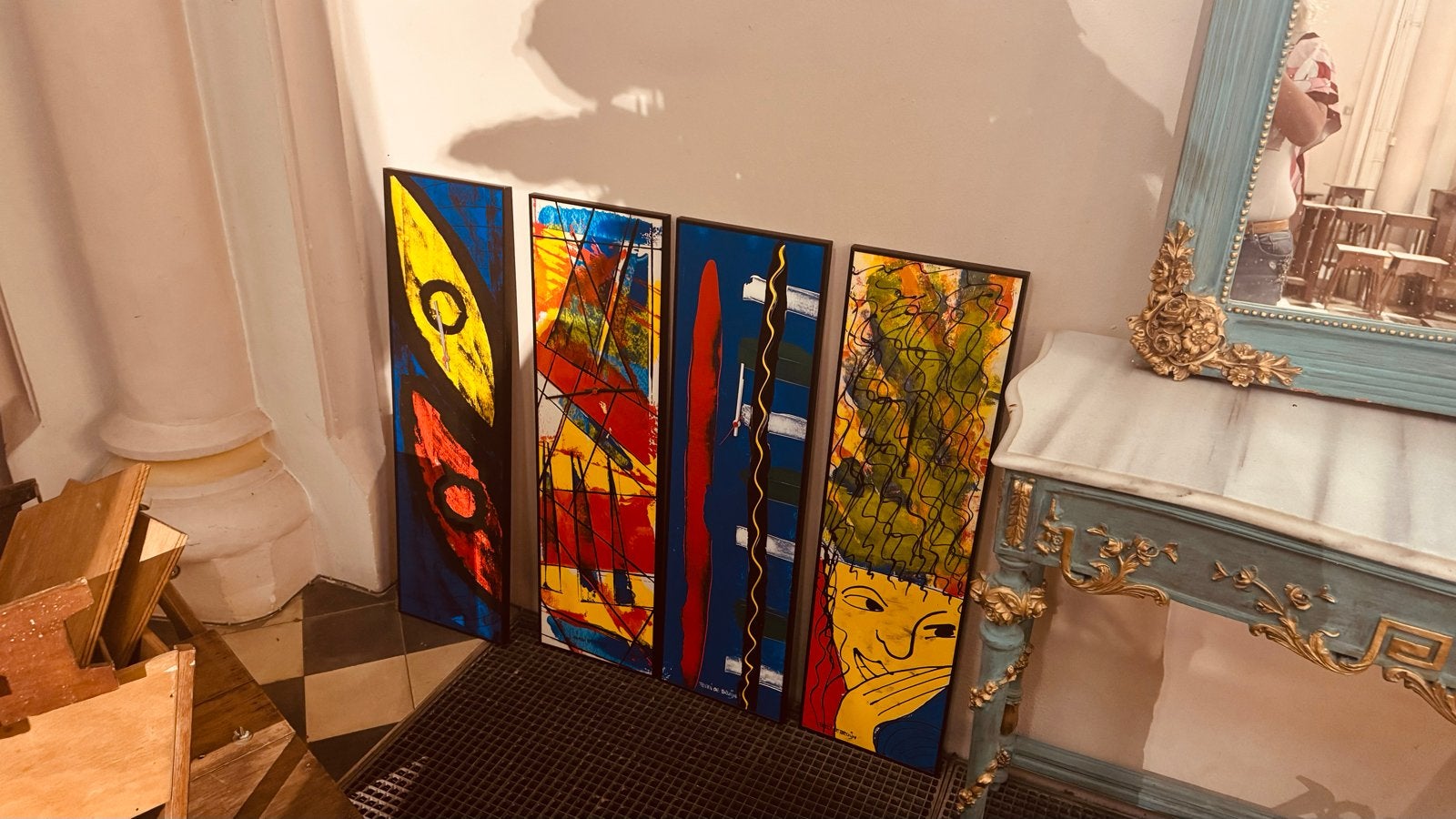 Set van 4 originele Ferdi de Bruijn kunstklokken, Antiek en Kunst, Ophalen, Abstract, Gesigneerd, Overige onderwerpen