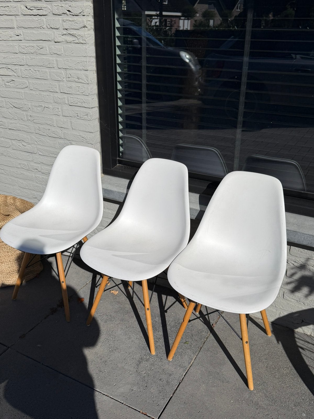 3x Witte Kuipstoelen Eames Stijl, Ophalen, Kunststof, Drie, Wit