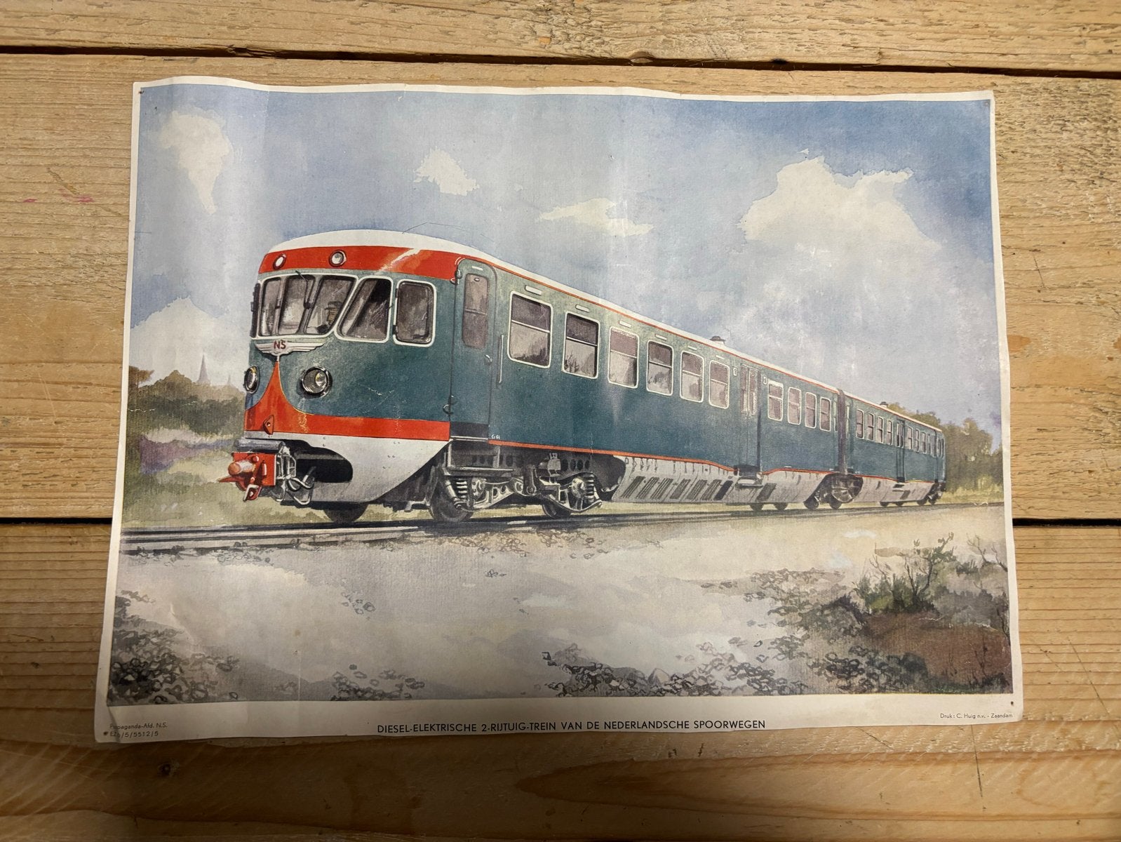 NS originele Prenten - Diesel, Stroomlijn, E-loc 1300, Verzamelen, Ophalen of Verzenden, Gebruikt, Trein, Kaart of Prent