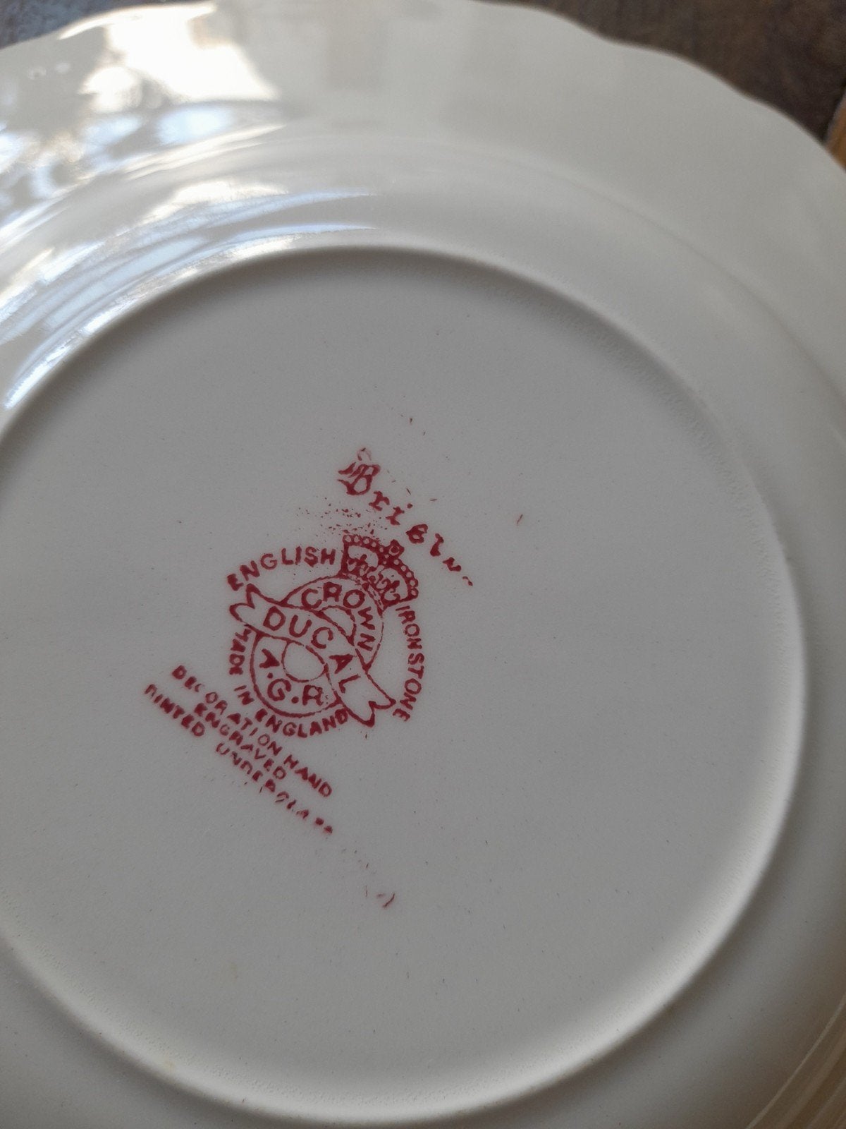 Antiek Engels Ducal Crown Ironstone Bord, Ophalen