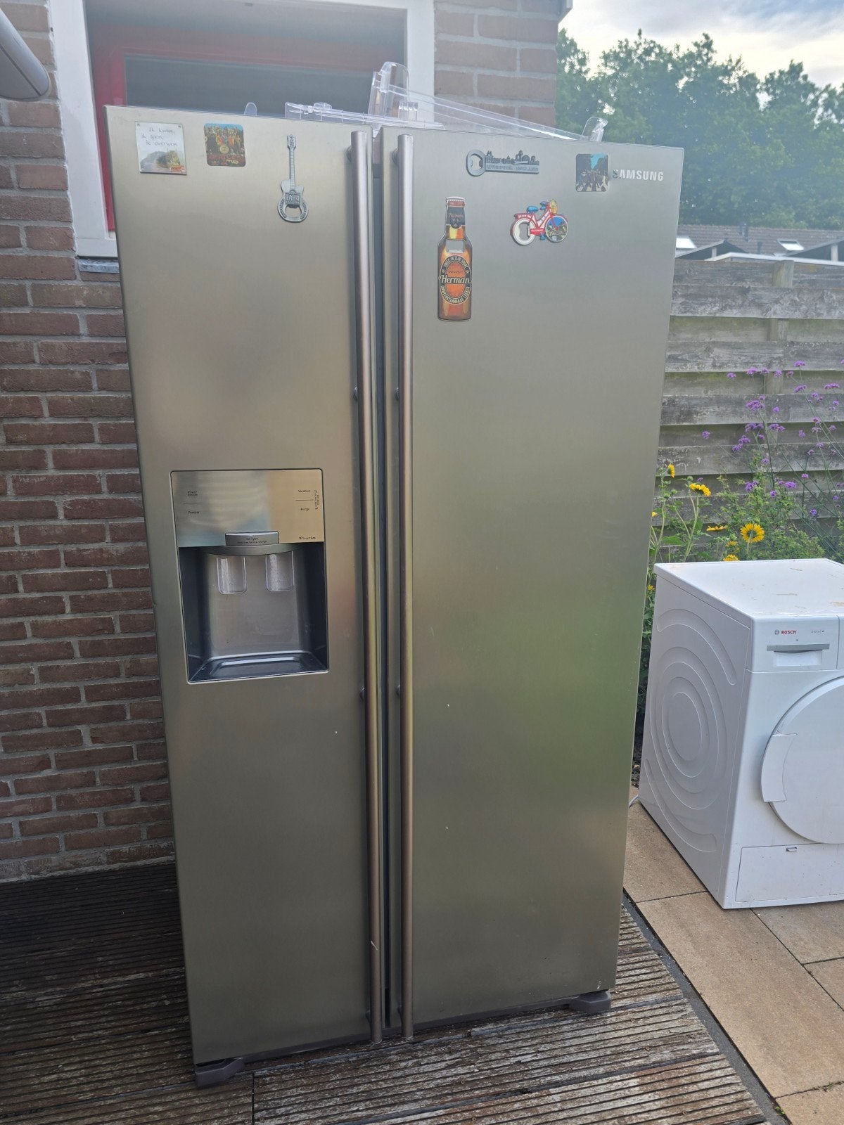Samsung Amerikaanse Koelkast met IJsblokjesmachine, Witgoed en Apparatuur, Koelkasten en IJskasten, Ophalen, Gebruikt, 200 liter of meer