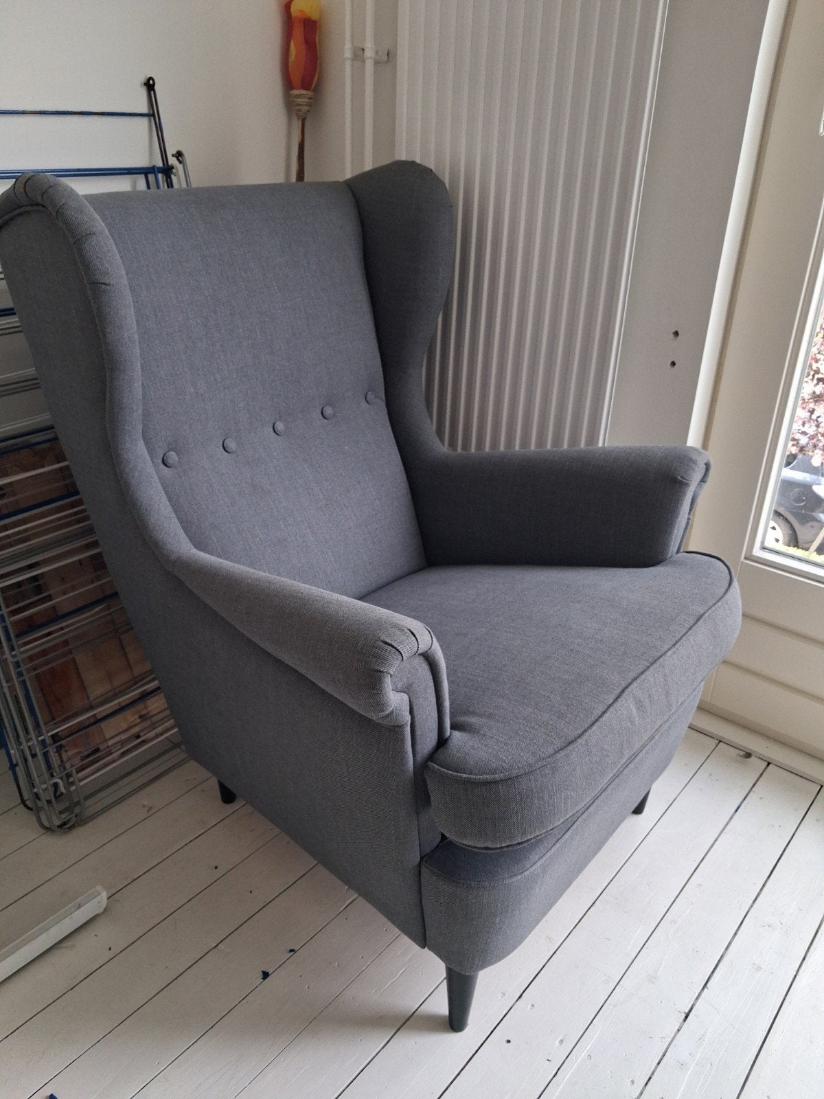 IKEA Strandmon Fauteuil Grijs - Goede staat, Huis en Inrichting, Ophalen, Gebruikt, 75 tot 100 cm, Stof