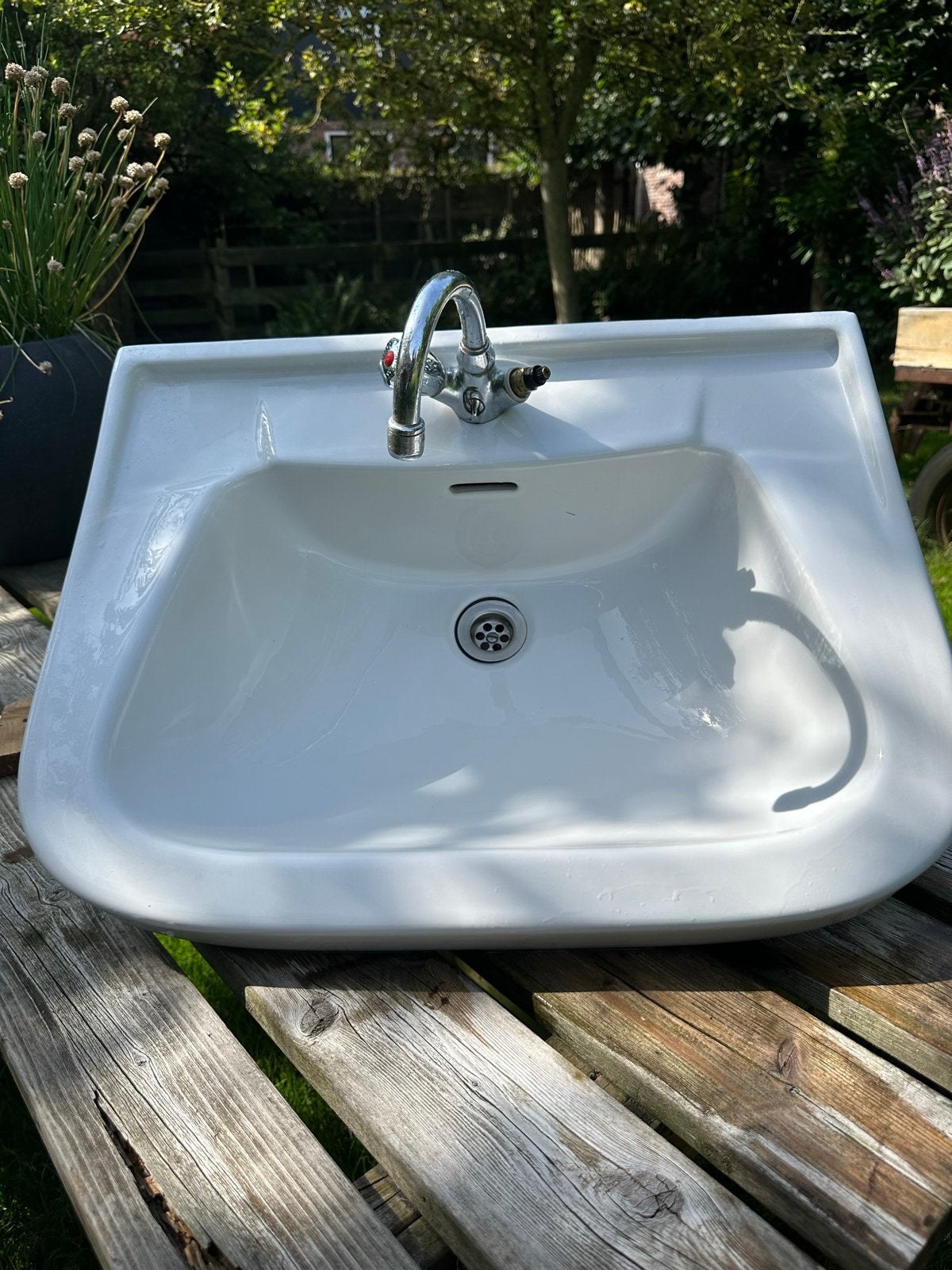 Retro wasbak - Vintage stijl voor uw badkamer, Doe-het-zelf en Verbouw, Sanitair, Ophalen, Gebruikt, Wastafel