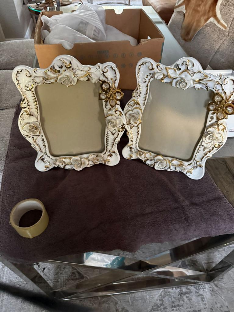 Set van 2  porseleinen capodimonte foto lijstjes, Ophalen, Zo goed als nieuw, Overige materialen, Minder dan 50 cm