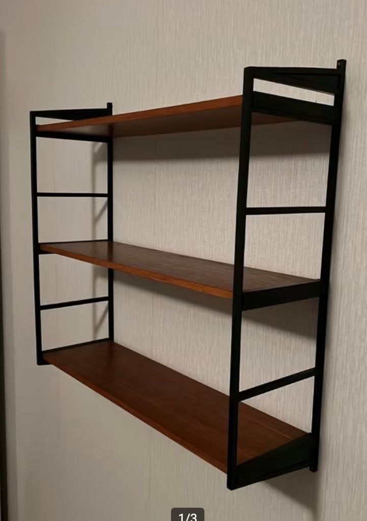 Vintage teak wandrek - retro boekenplankenrek, Ophalen, Huis en Inrichting