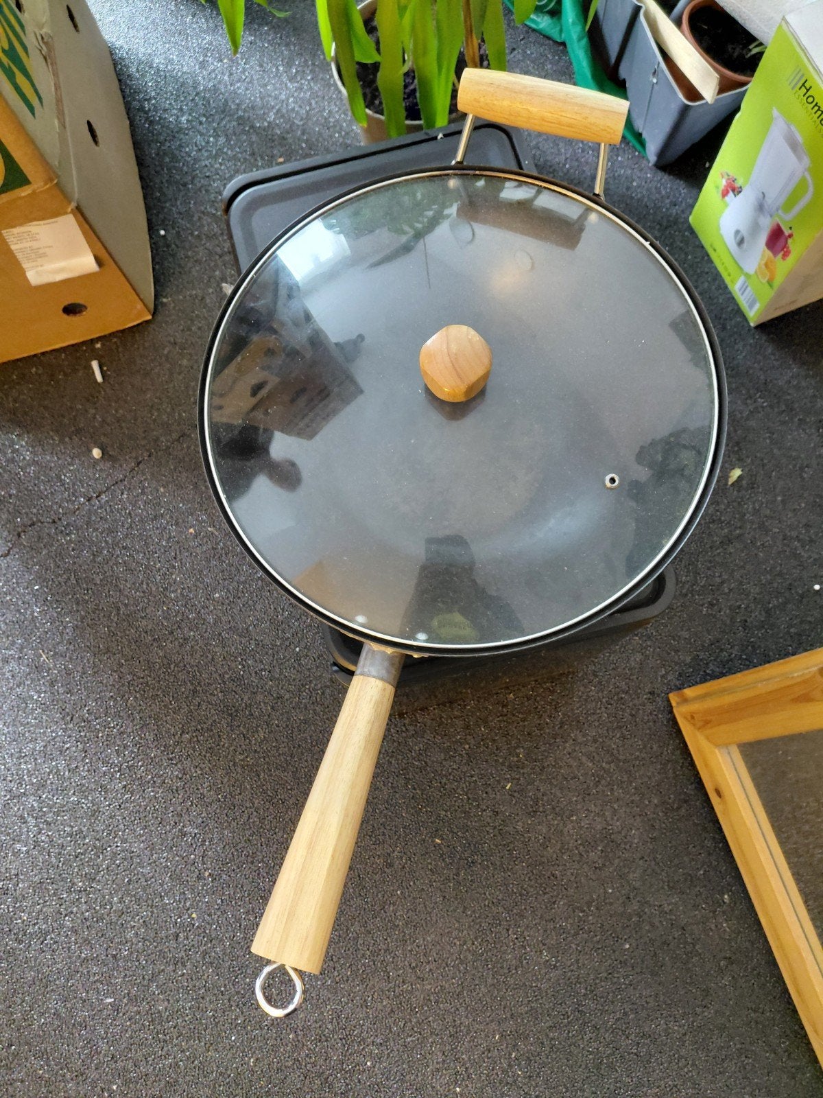 Wokpan met Deksel, Ophalen, Overige materialen, Gebruikt, Met deksel