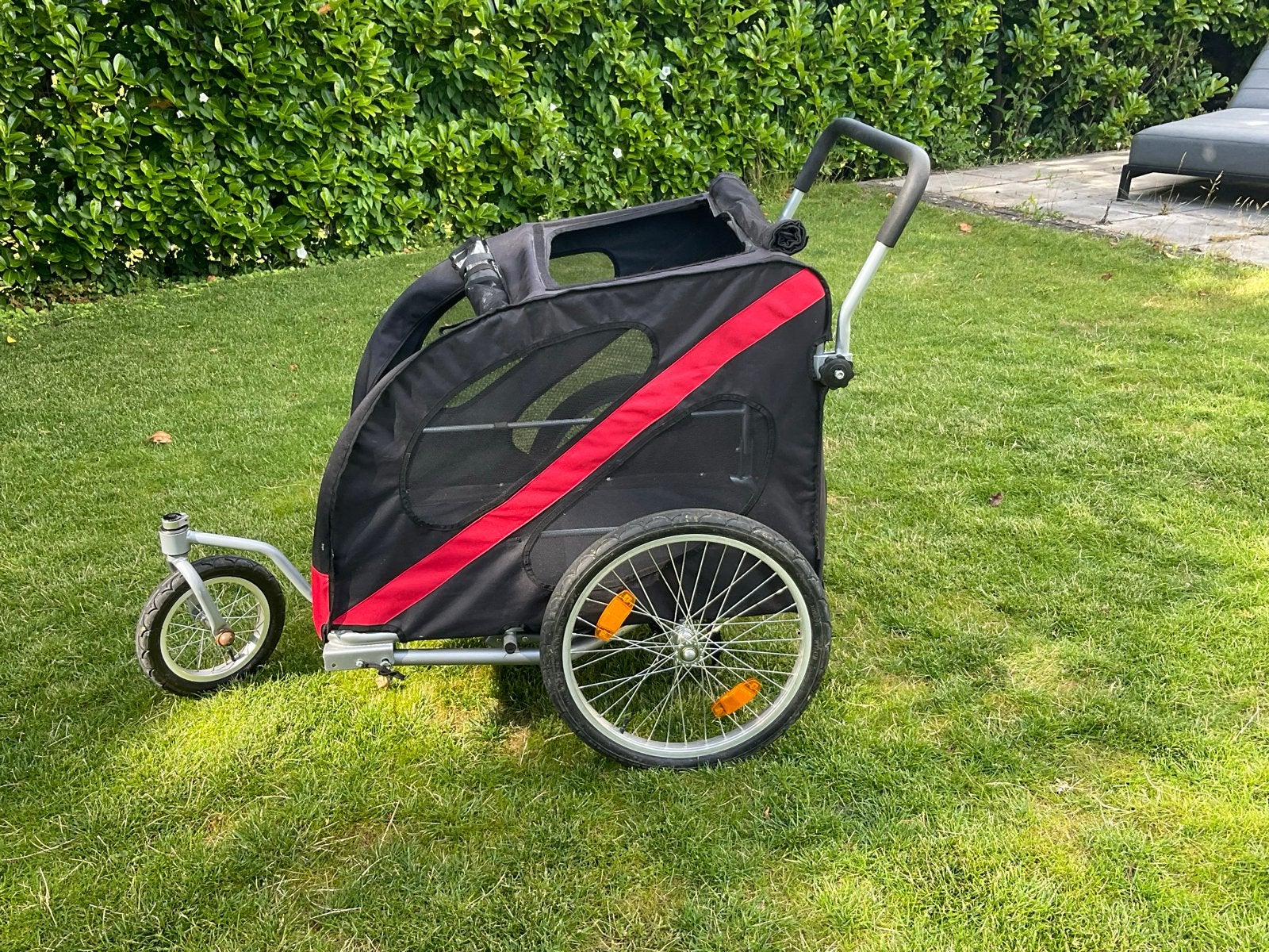 Doggy Deluxe Fietskar met Duwstang - Hondenkar, Ophalen, Gebruikt, Opvouwbaar, 60 tot 80 kg
