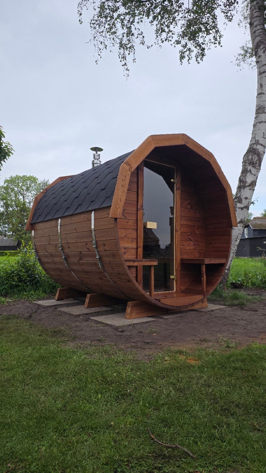 2,5M Barrel Sauna Gratis Levering en Plaatsing - 10% KORTING, Ophalen of Verzenden, Nieuw, Complete sauna