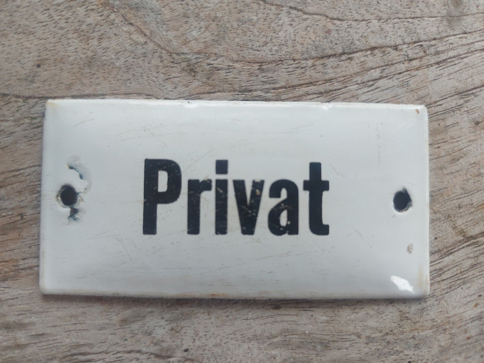 Oud bol emaille bordje privé  8 x 4cm voor 20 euro, Ophalen of Verzenden