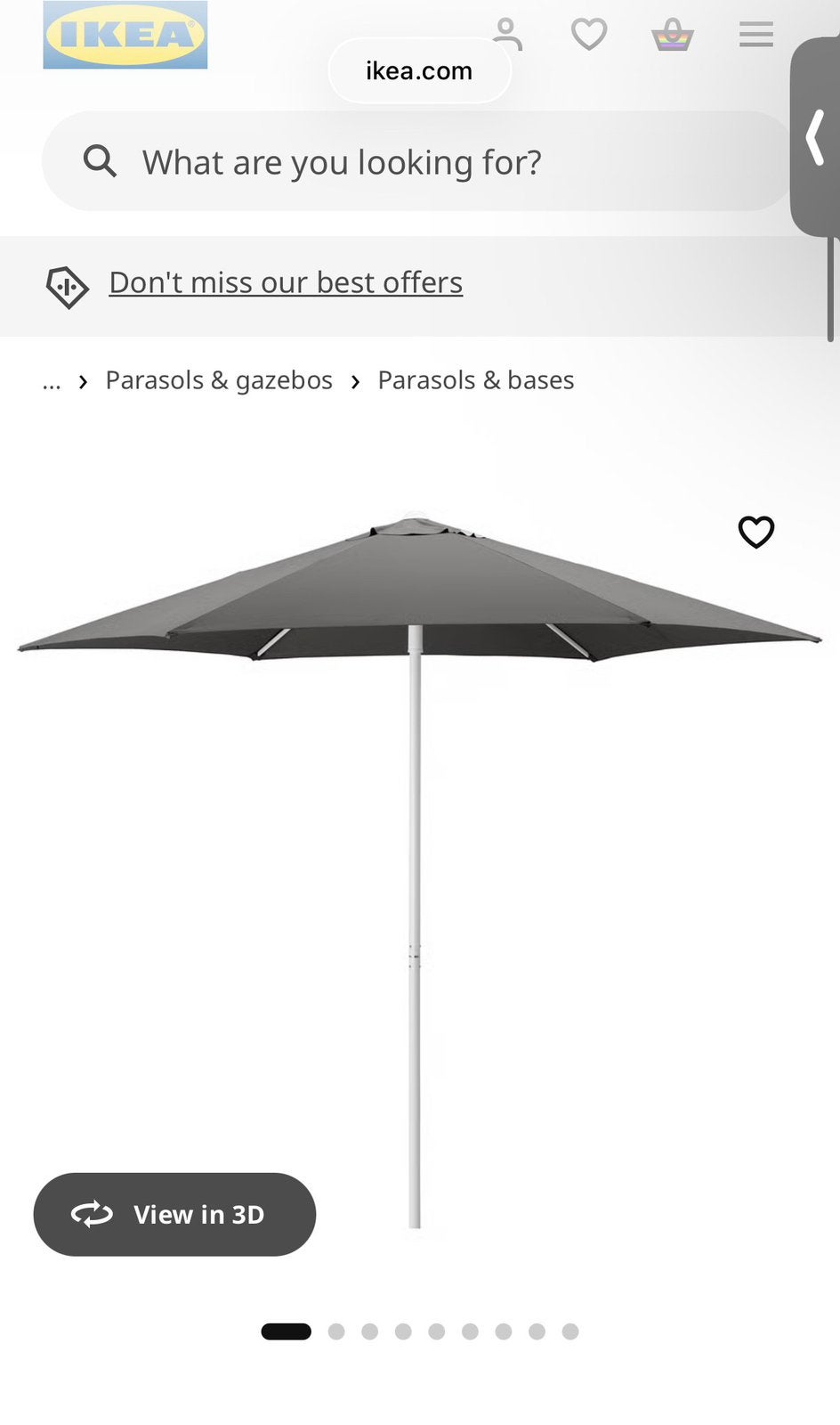 Complete Garden Umbrella Set from Ikea- Big and Grey, Tuin en Terras, Parasols, Ophalen, Zo goed als nieuw, 2 tot 3 meter, Overige typen