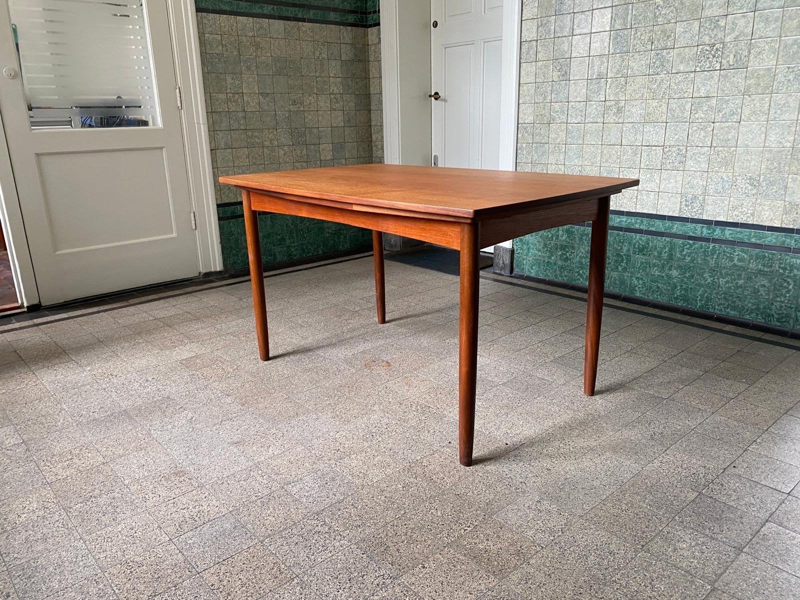 Vintage Teakhouten Eettafel met Uitschuifbaar Blad, Ophalen