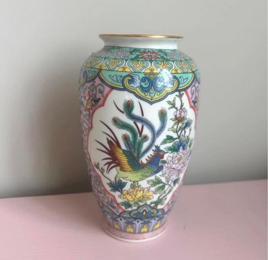 Japans vaasje met kleurrijke vogel en bloemen, 18 cm, Ophalen of Verzenden
