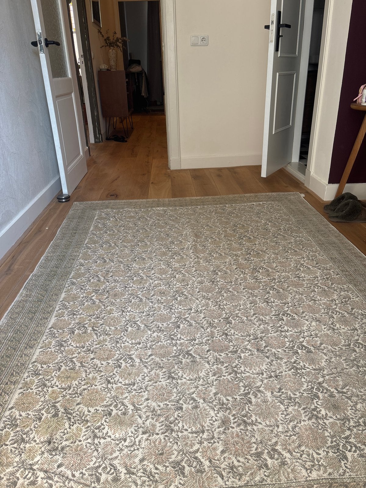 Zara Home - Katoenen vloerkleed met bloemenprint 160x230 cm, Ophalen, Beige, 150 tot 200 cm, 200 cm of meer