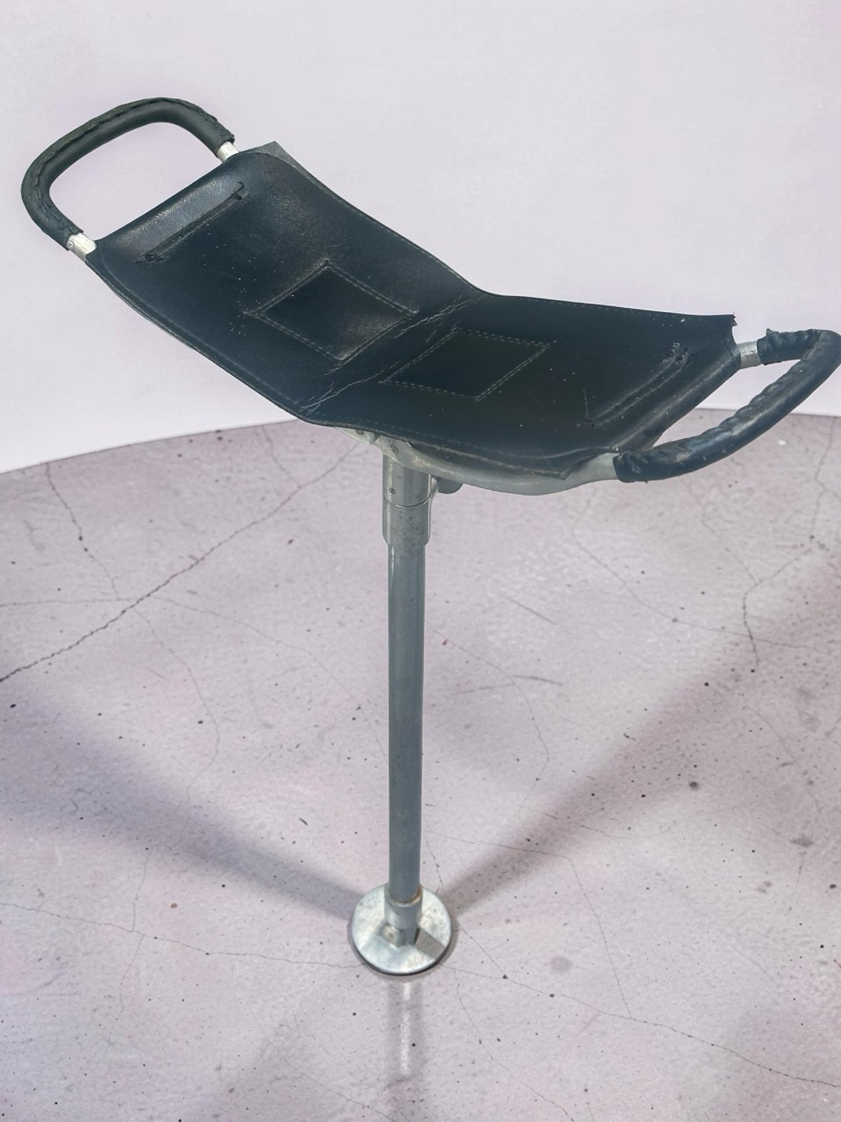 Vintage Zitstok met Leren Zitting Jachtstok Wandelstok Stoel, Ophalen of Verzenden