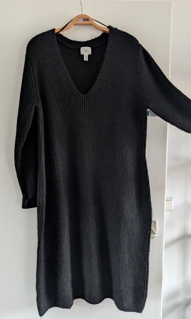 Gebreide jurk zwart maat XXL, H&M, Zwart, Maat 46/48 (XL) of groter, Nieuw