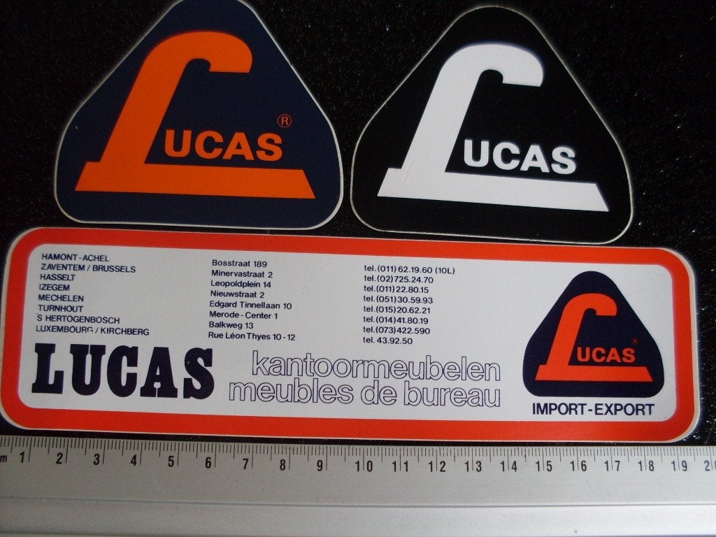 3x sticker Lucas logo hamont achel zaventem brussels hasselt, Verzenden, Zo goed als nieuw, Bedrijf of Vereniging