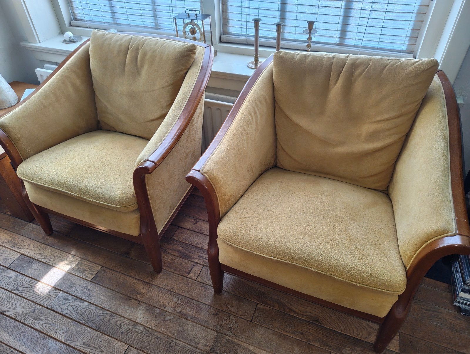 FREE Set van 2 vintage fauteuils met houten frame, Ophalen, Gebruikt, Hout, Vintage, Klassiek