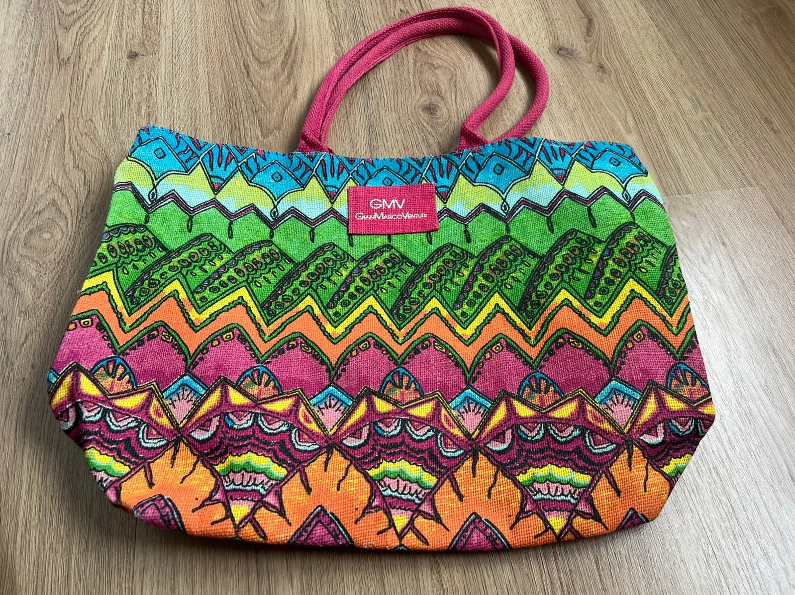 Gmv gian marco venturi kleurrijke jutte tas, Sieraden, Tassen en Uiterlijk, Overige kleuren, Shopper, Ophalen of Verzenden, Zo goed als nieuw