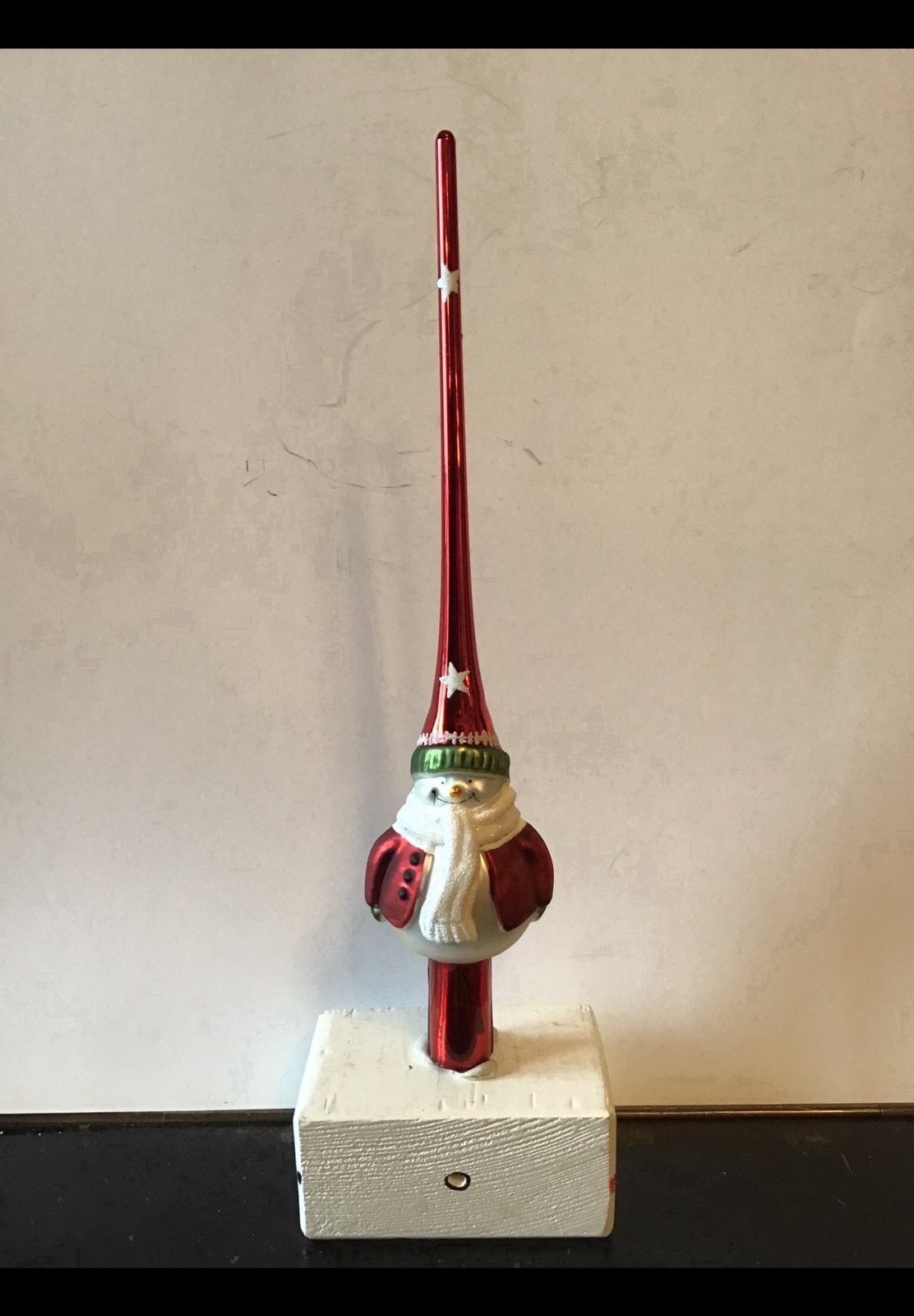 Mooie glazen kerstboom piek met afbeelding v. Kerstman 26 cm, Diversen, Ophalen of Verzenden, Zo goed als nieuw