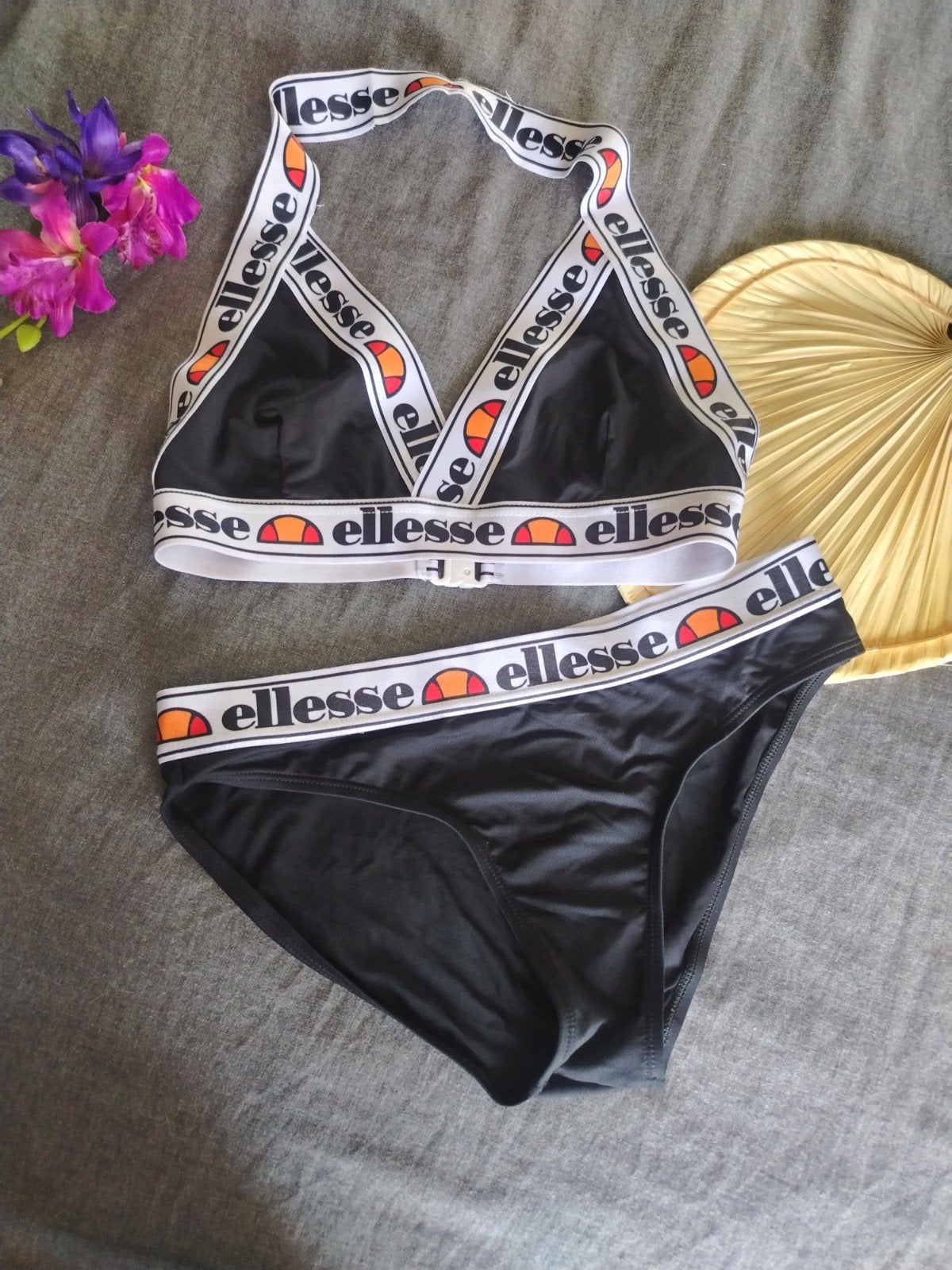 Ellesse bikini zwart met logo banden - Zo goed als nieuw, Ellesse, Zwart, Ophalen of Verzenden, Zo goed als nieuw