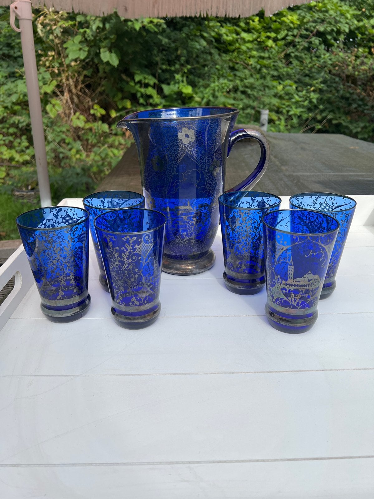 Vintage Kobaltblauwe Glazen Set met Karaf en Glazen, Ophalen of Verzenden