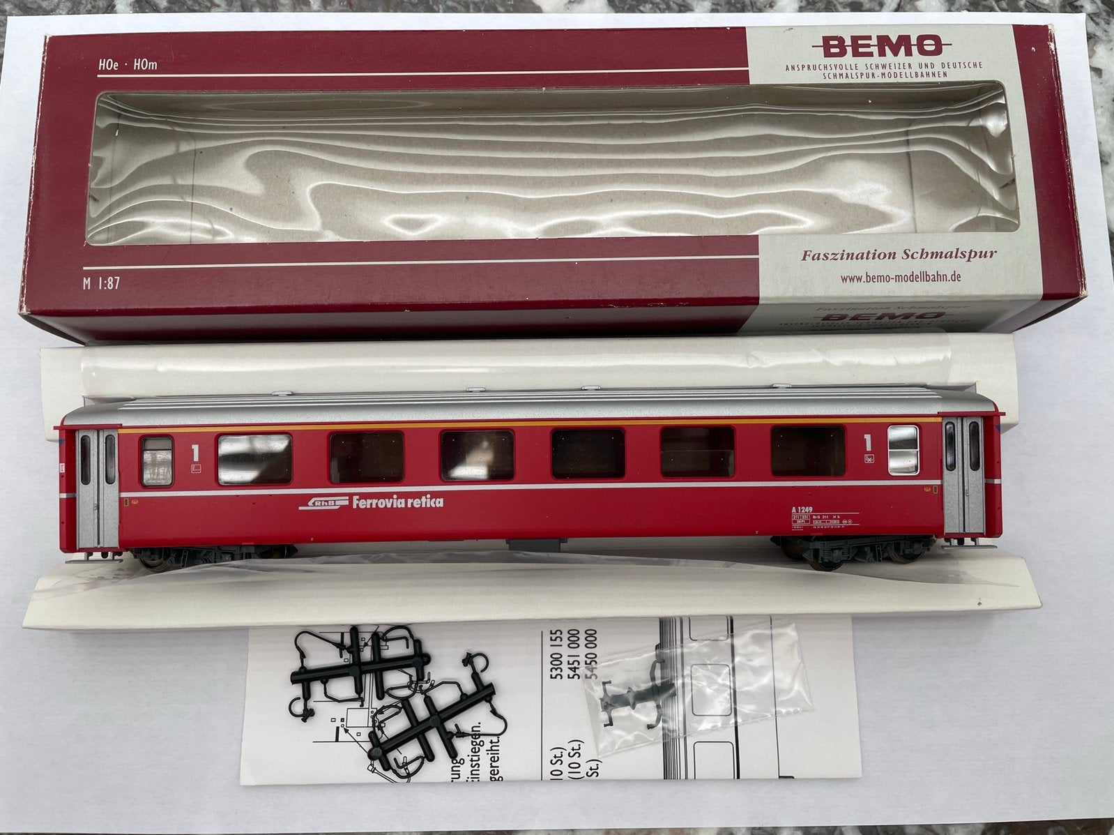 Bemo H0m RhB Personenwagen EW I 1e klasse - 3252 159, Hobby en Vrije tijd, Overige merken, Gelijkstroom, Wagon, Ophalen of Verzenden