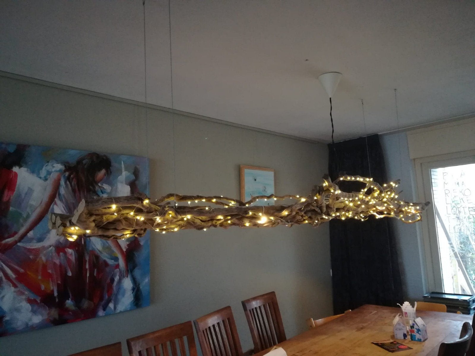 Hanglamp van klimop met lichtjes, Ophalen, Hout