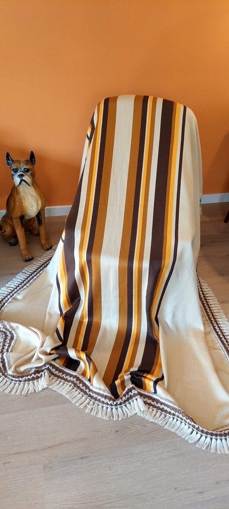 Vintage Gestreepte Deken Kleed Sprei 250x185, Eu, Gebruikt, Eu, Overige materialen