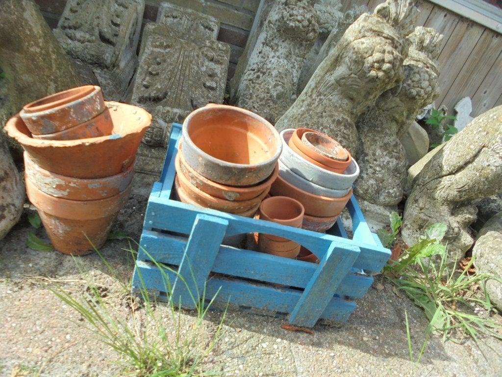 terracotta potten, Ophalen, Rond, Zo goed als nieuw, Balkon