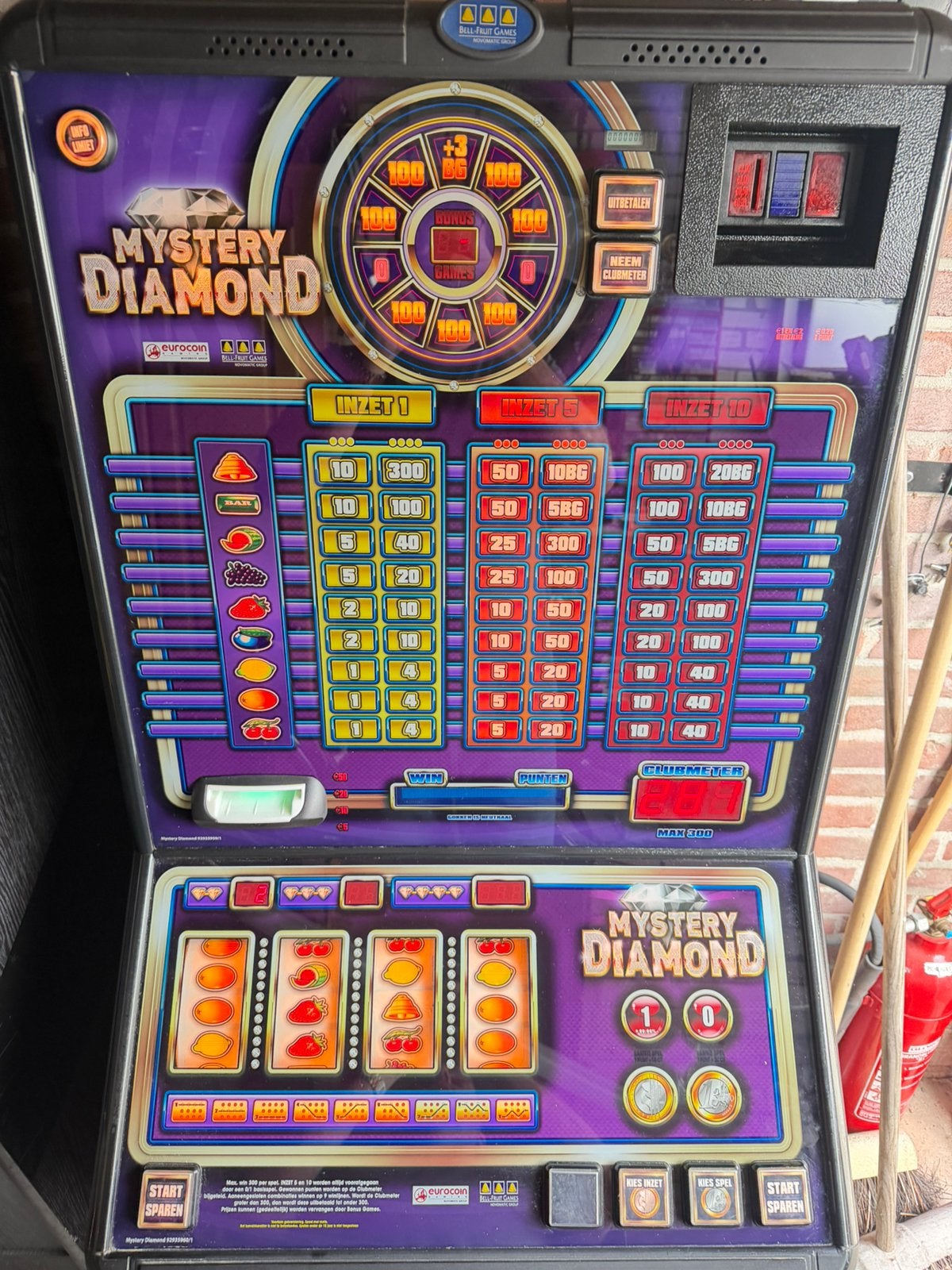 Mystery Diamond gokkast fruitautomaat 300 punter, Euro, Ophalen, Zo goed als nieuw, Met sleutels