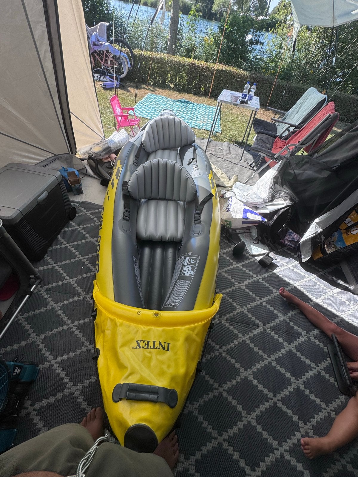 Intex opblaasbare kajak - Z.g.a.n. met pomp en peddels, Watersport en Boten, Kajaks, Ophalen of Verzenden, Opblaasbaar, Zo goed als nieuw
