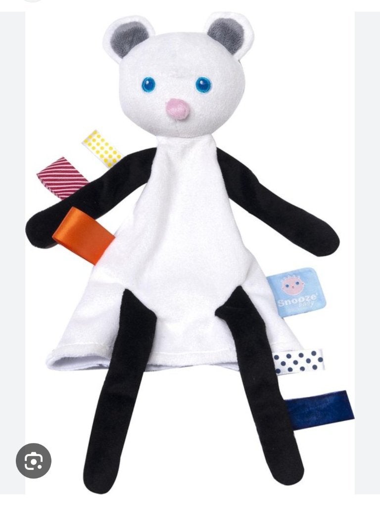 Gezocht!! Snooze baby lune handpop knuffel zwart wit, Gebruikt, Overige merken, Overige karakters, Beer