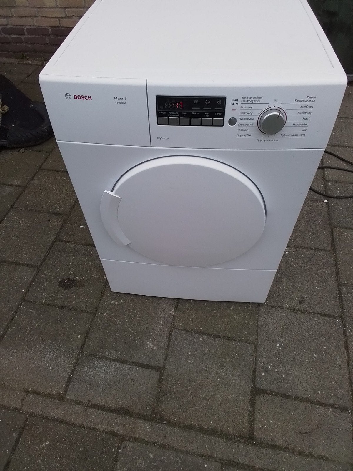 Bosch luchtafvoerdroger 7 kilo, Ophalen, 6 tot 8 kg, Gebruikt, 85 tot 90 cm