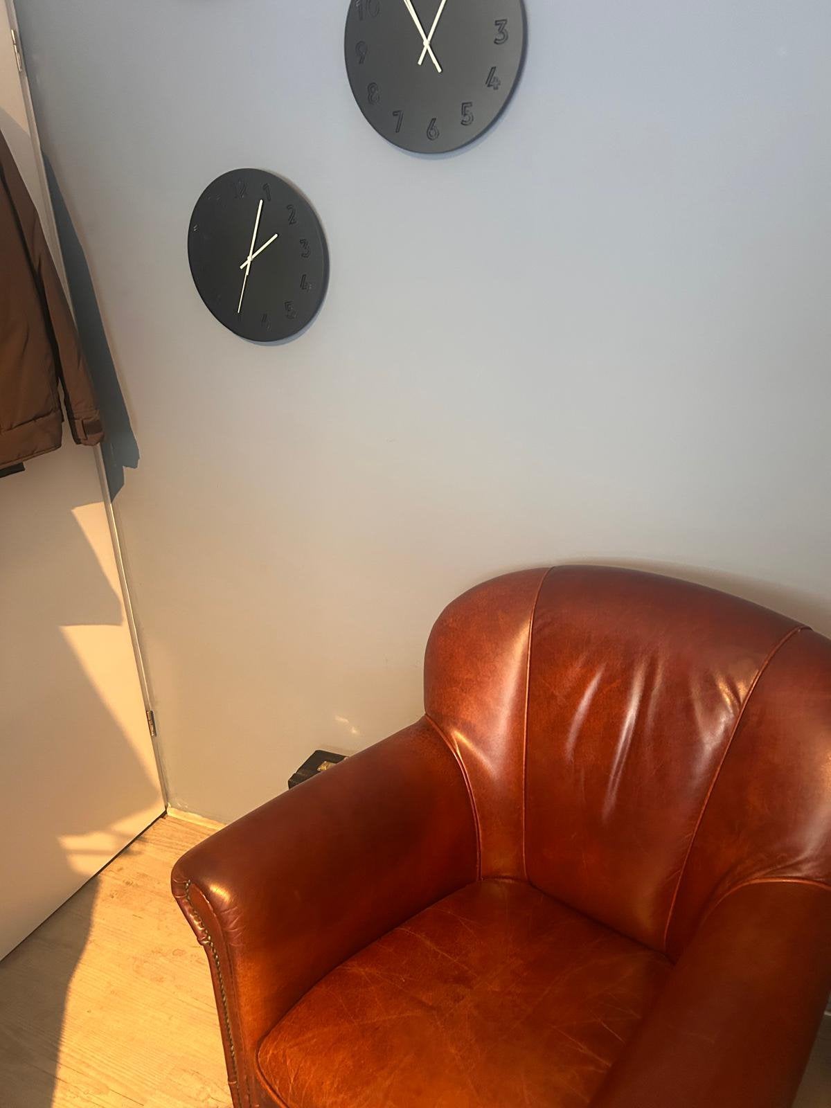 Lederen club fauteuil, Ophalen, Zo goed als nieuw, 75 tot 100 cm, 50 tot 75 cm