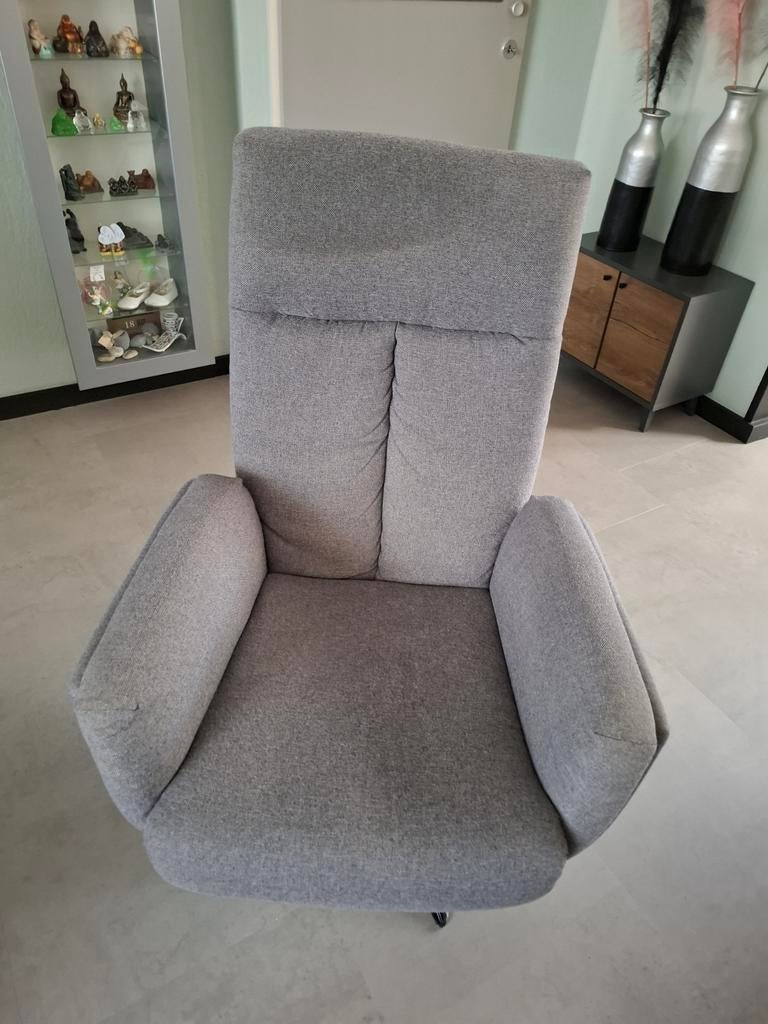 Grijze stoffen fauteuil - Comfortabele relaxstoel, Modern, Comfortabel, Gebruikt, Ophalen of Verzenden, Eén