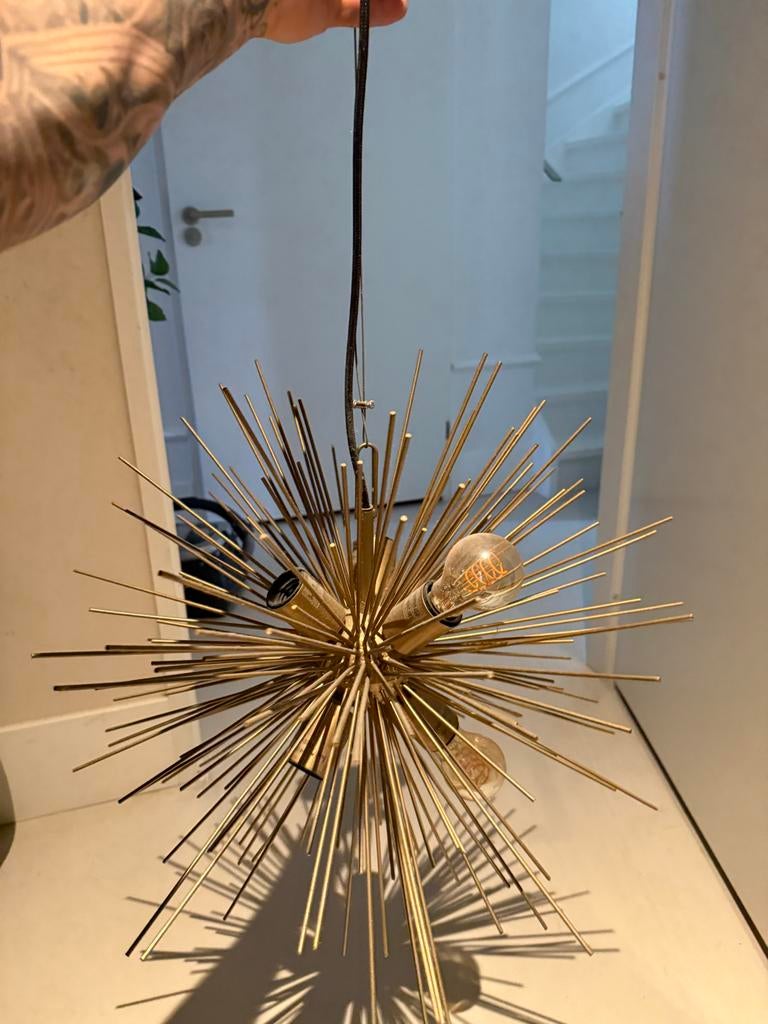 Moderne gouden hanglamp - Sterrenbeeld design, Ophalen of Verzenden, Gebruikt, Metaal, Minder dan 50 cm